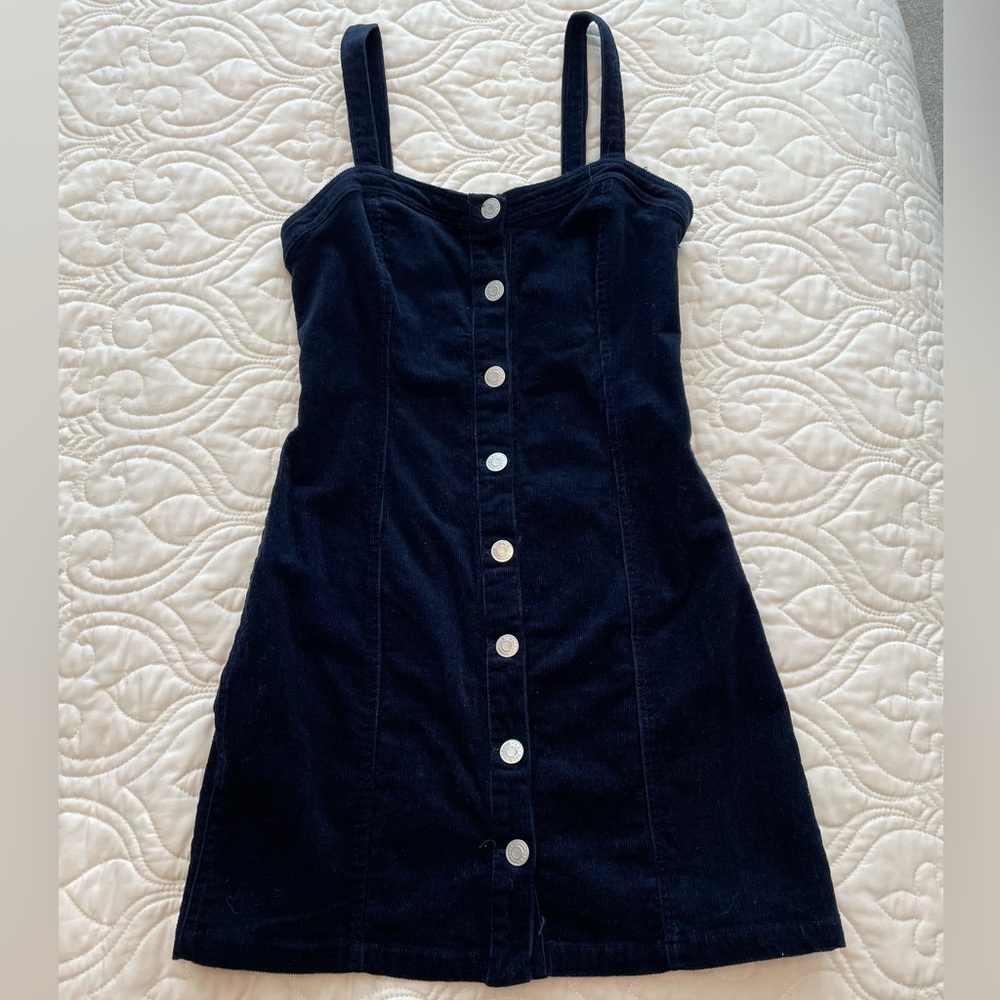 Pacsun Navy blue corduroy mini dress size small